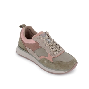 Deportivas piel serraje combinado mujer verde 2