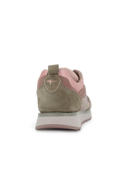 Deportivas piel serraje combinado mujer verde