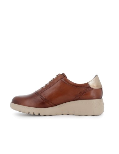 Deportivos cordones elásticos cuña mujer cuero