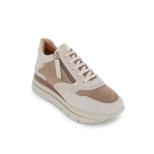 Deportivas piel nobuck con cremallera adorno beige mujer 2