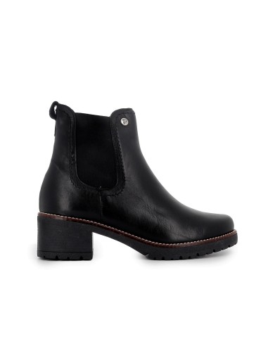 Botin piel cremallera y elastico lateral mujer negro