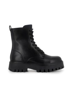 Bota militar cordones y suela plataforma mujer negro