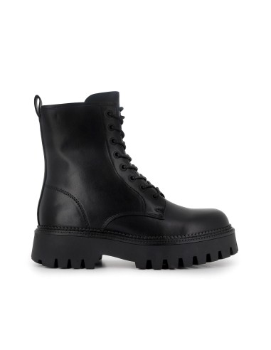 Bota militar cordones y suela plataforma mujer negro