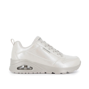 Zapatilla deportiva piel acabado metalizado mujer blanco