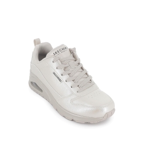 Zapatilla deportiva piel acabado metalizado mujer blanco 2