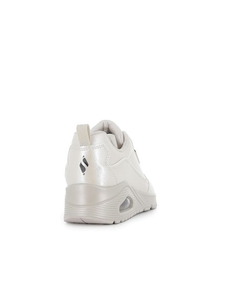 Zapatilla deportiva piel acabado metalizado mujer blanco