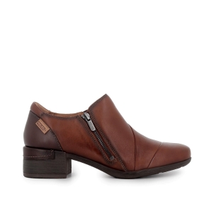 Botin piel tacon bajo cremallera lateral mujer cuero