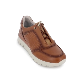 Zapato deportivo piel con elastico y suela goma brandy 2