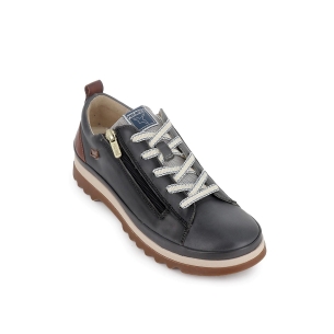 Deportiva sport cremallera piel mujer azul 2