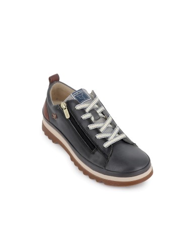 Deportiva sport cremallera piel mujer azul