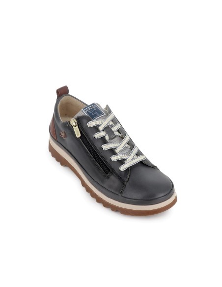 Deportiva sport cremallera piel mujer azul