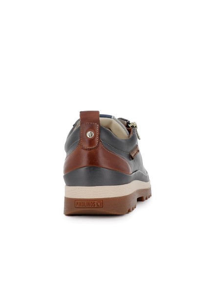 Deportiva sport cremallera piel mujer azul