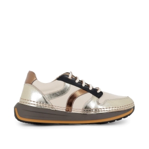 Deportivo piel combi metalizado cordones mujer dorado