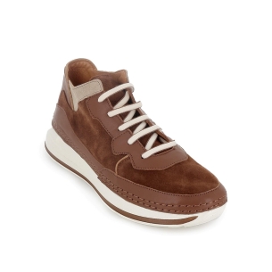 Botin deportivo piel con cordones mujer marron 2