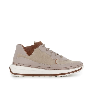 Botin deportivo piel con cordones mujer marfil