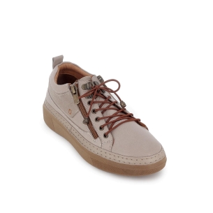 Deportivas cordones piel cosido artesanal mujer gris 2