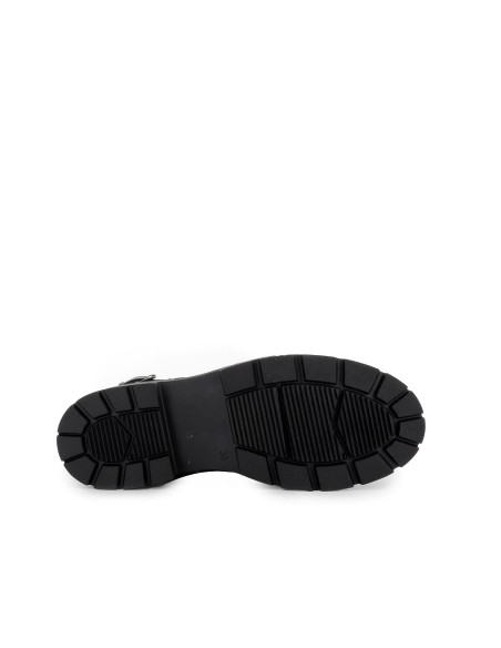 Bota militar cordones y tachas metalicas mujer negro