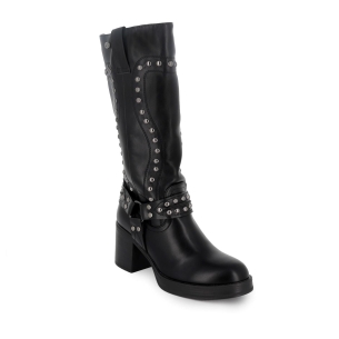 Bota biker con tachas metalicas mujer negro 2