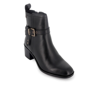 Botín piel con hebilla y cremallera tacon negro mujer 2