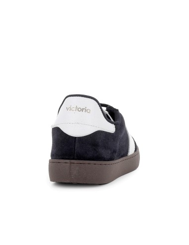 Deportivas piel serraje cordones suela plana mujer azul