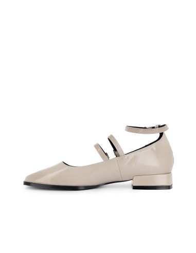 Bailarina charol triple correa con hebilla mujer beige