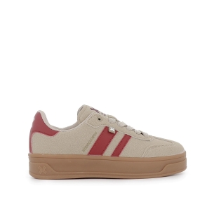 Deportiva diseño actual cordones plataforma mujer beige