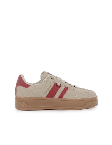 Deportiva diseño actual cordones plataforma mujer beige