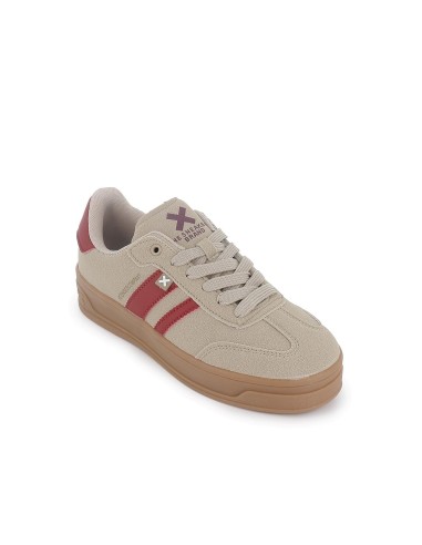 Deportiva diseño actual cordones plataforma mujer beige