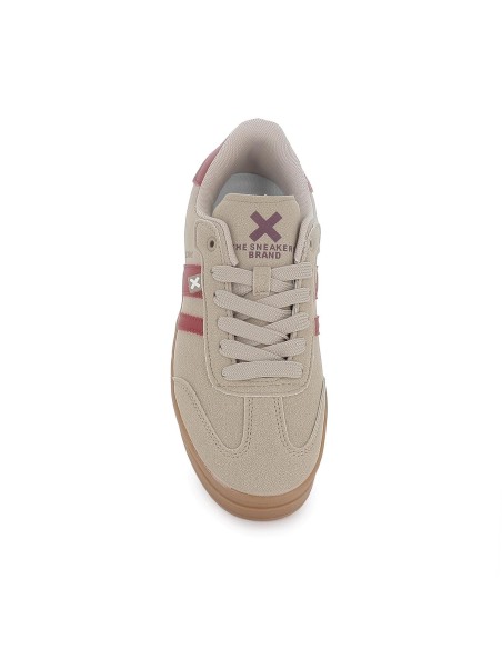 Deportiva diseño actual cordones plataforma mujer beige