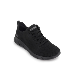 Sneakers textil con cordones mujer negro 2