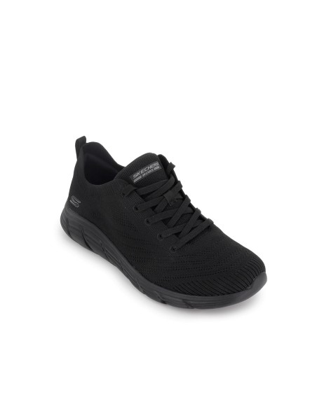 Sneakers textil con cordones mujer negro