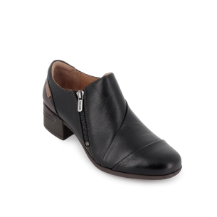 Botin piel tacon bajo cremallera lateral y tacon mujer negro 2