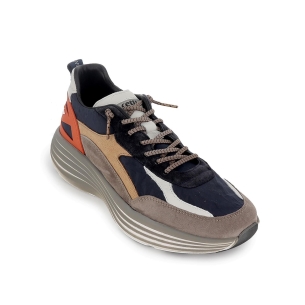 Deportivas piel serraje y elasticos suela volumen hombre azul 2