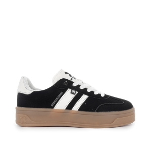 Deportiva diseño actual cordones plataforma mujer negra