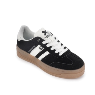 Deportiva diseño actual cordones plataforma mujer negra 2