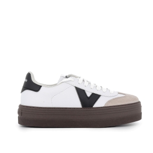 Deportivo piel contraste puntera cordones suela volumen blanco