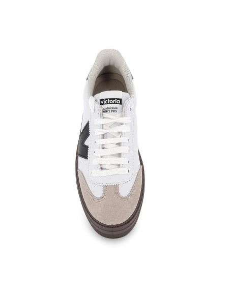 Deportivo piel contraste puntera cordones suela volumen blanco