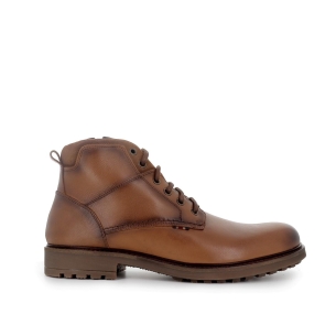 Bota piel costuras vistas con cordones y refuerzo hombre cuero