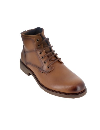 Bota piel costuras vistas con cordones y refuerzo hombre cuero