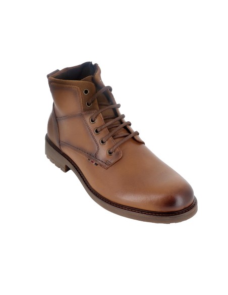 Bota piel costuras vistas con cordones y refuerzo hombre cuero