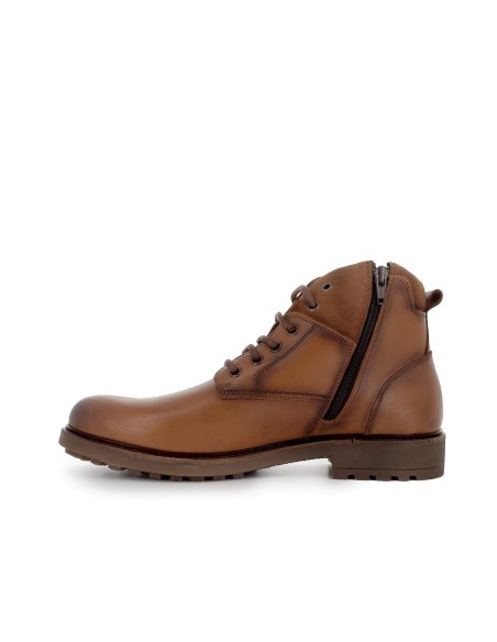 Bota piel costuras vistas con cordones y refuerzo hombre cuero