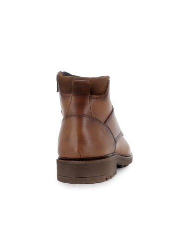 Bota piel costuras vistas con cordones y refuerzo hombre cuero