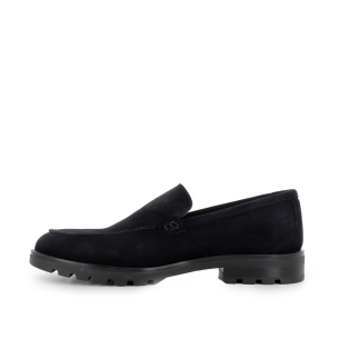 Mocasín piel plano puntera redonda hombre azul 2