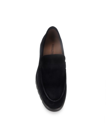 Mocasín piel plano puntera redonda hombre azul