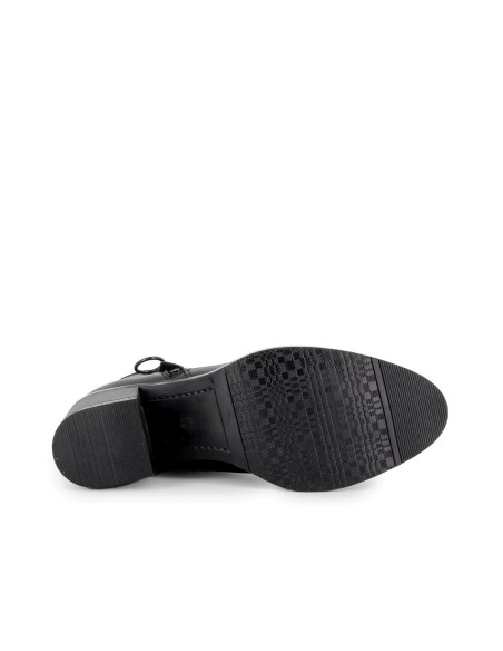 Botin piel lisa con cremallera y tacon mujer negro