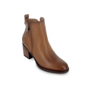 Botin piel lisa con cremallera y tacon mujer cuero 2