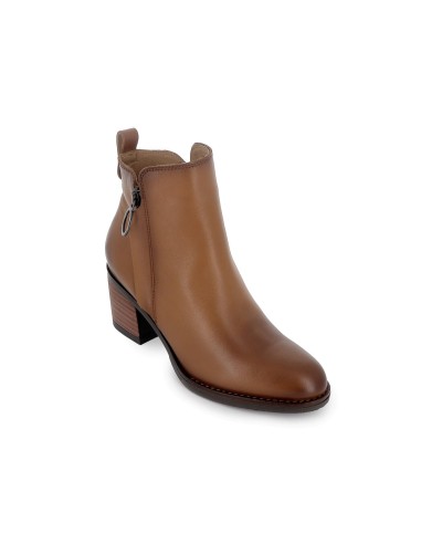 Botin piel lisa con cremallera y tacon mujer cuero