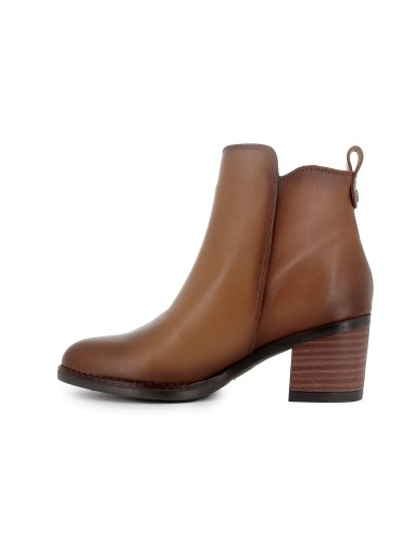 Botin piel lisa con cremallera y tacon mujer cuero