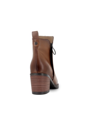 Botin piel lisa con cremallera y tacon mujer cuero