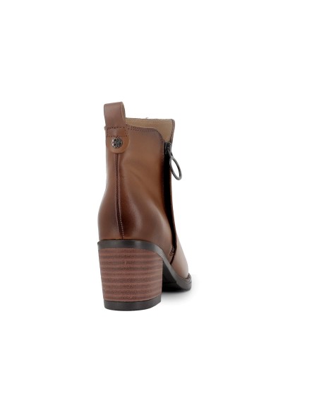 Botin piel lisa con cremallera y tacon mujer cuero